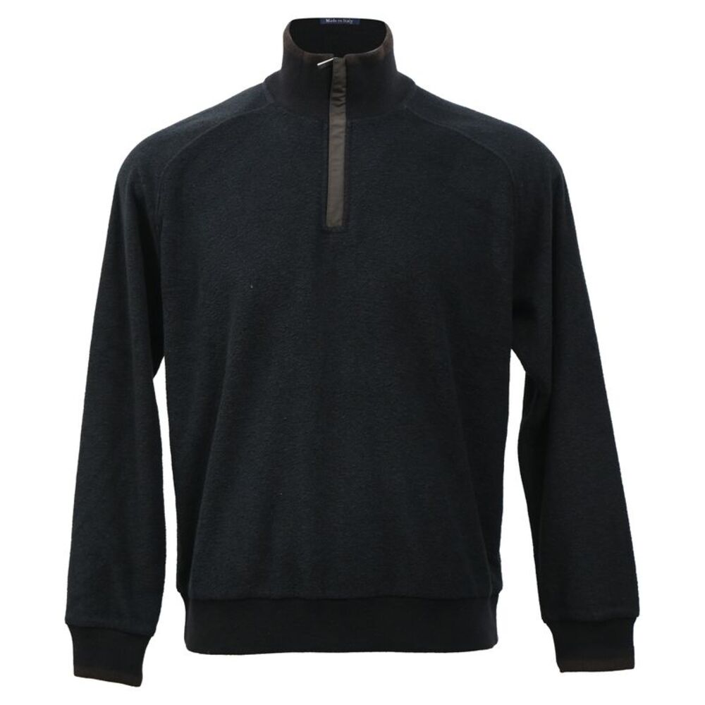 Zegna Sport Half-Zip Sweater in Black Wool